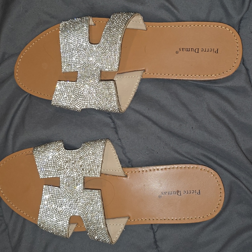 Pierre Dumas Women's Silver Slide Sandals